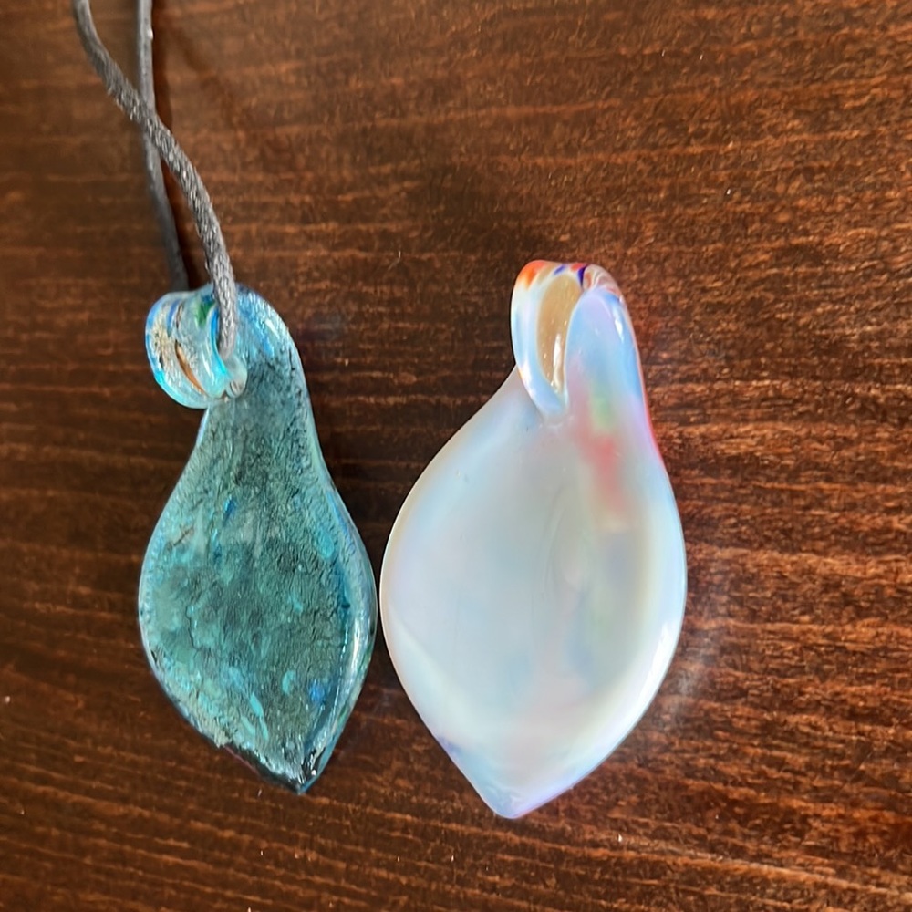 Blown Glass Necklace with Two Pendants - Picture 5 of 6